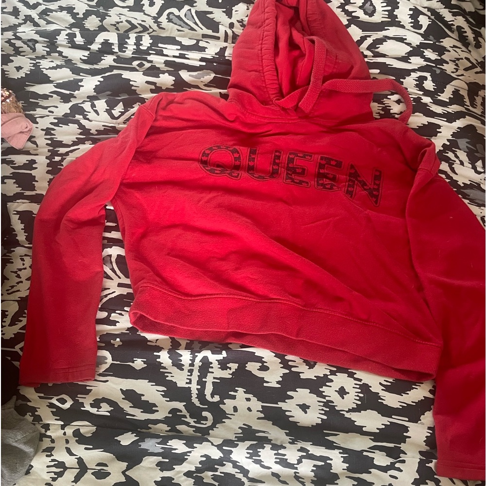 Cropped red hoodie